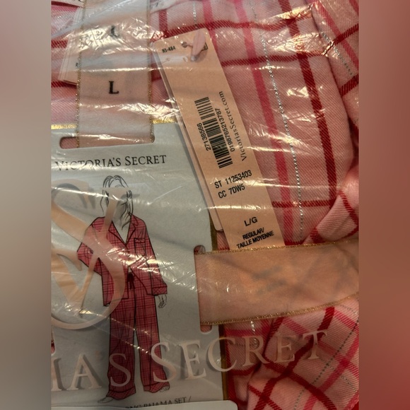 NWT!! Victoria’s Secret Flannel set, Cotton/Modal, Pink Plaid, Large regular. - Picture 5 of 5